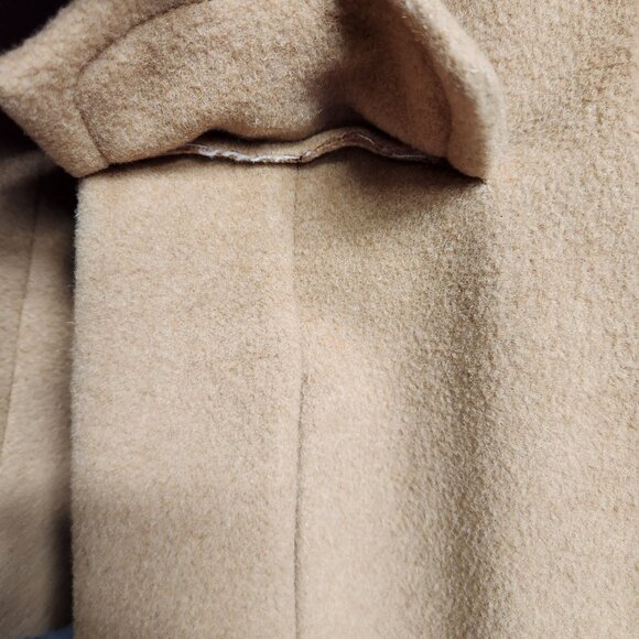 Vintage 100% Camel Hair Union Made Tan Long Coat Trench/Pea Women's with Pockets - Picture 10 of 13